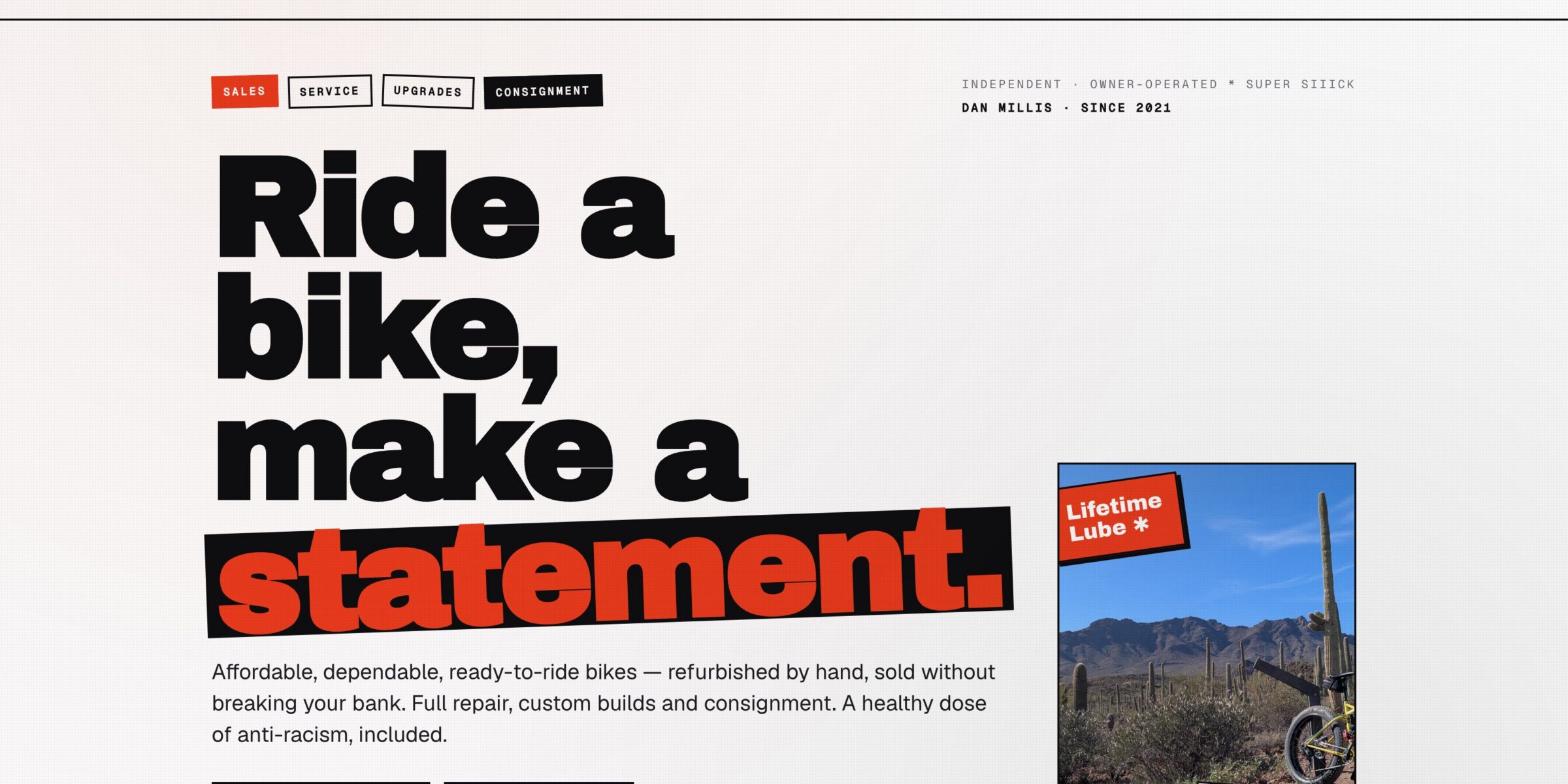 LoBall Bikes — screenshot of the website homepage