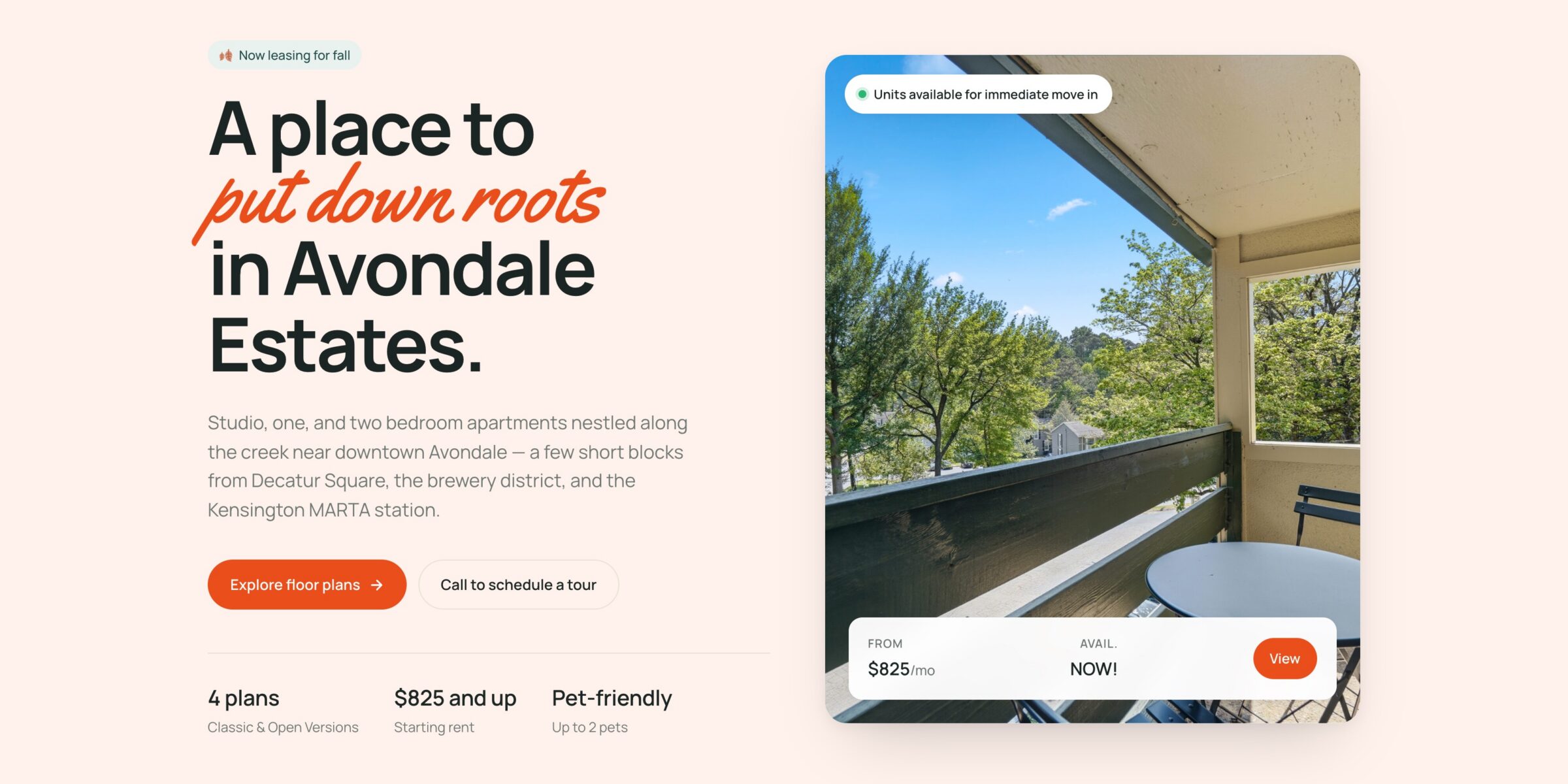 Oak Creek Apartments — screenshot of the website homepage