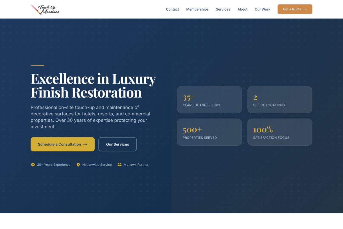 Touchup Maestros — screenshot of the website homepage