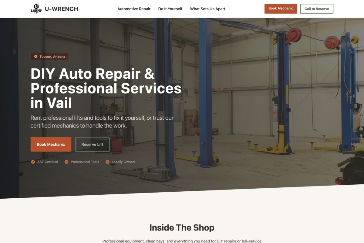 U-Wrench — screenshot of the website homepage